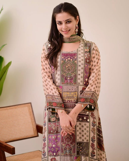 Jasood Full Anarkali Kurti Set with Kodi Round ❣ Stylish & Comfortable Ethnic Wear