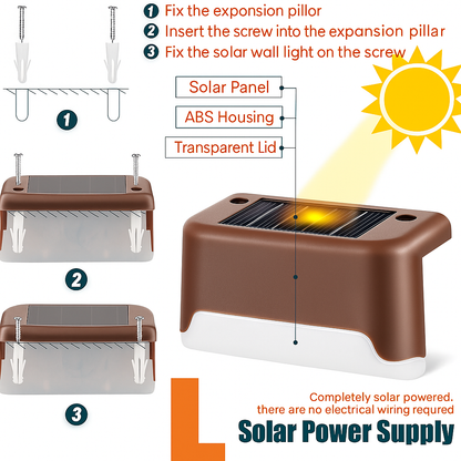 GatiH Solar Lights for Home Outdoor LED Decoration Waterproof Fence Lamp Solar Light Set  (Wall Mounted Pack of 4)