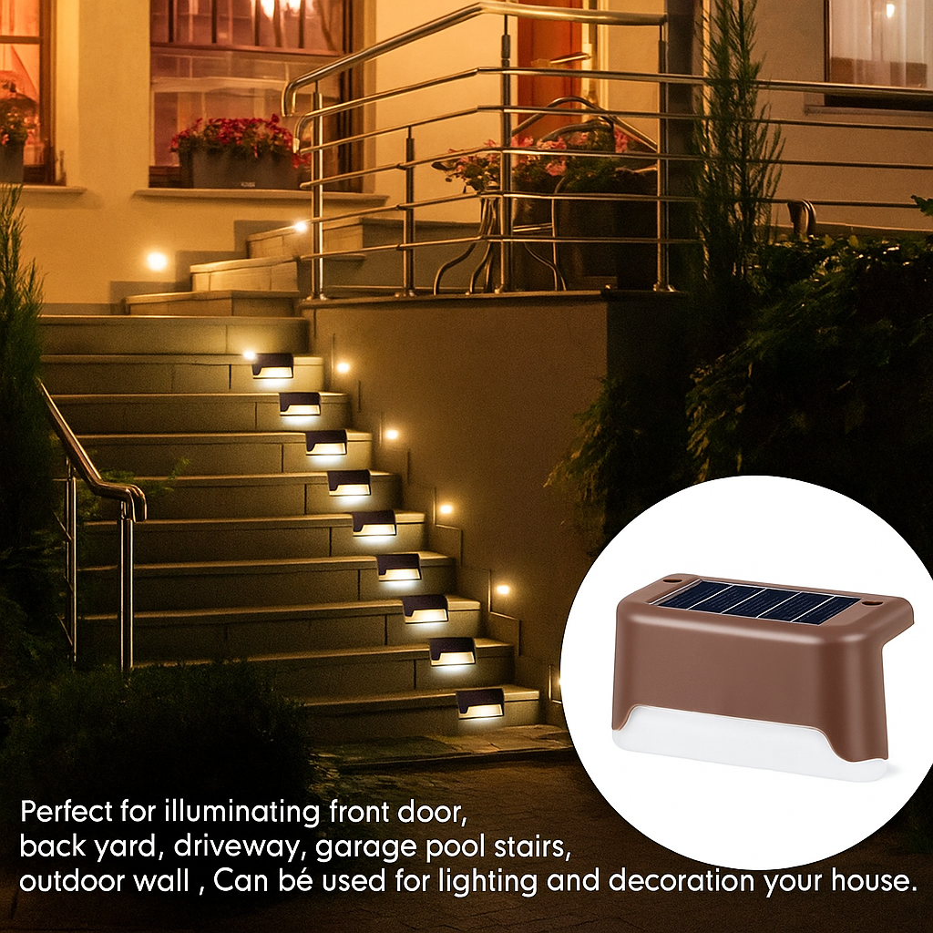 GatiH Solar Lights for Home Outdoor LED Decoration Waterproof Fence Lamp Solar Light Set  (Wall Mounted Pack of 4)